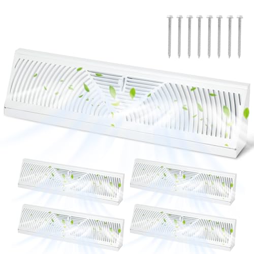 4 Pcs Baseboard Register 15 Inch Duct Opening Size Vent Covers for Home Floor Wall Baseboard Diffuser Covers Supply Floor Baseboard Diffuser (White)