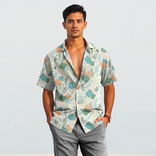 Image of Men's Hawaiian Wrinkle Free Short Sleeve Button Down Funny Tropical Floral Beach Vacation Shirt