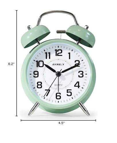 Image of AYRELY Super Loud Twin Bell Alarm Clock for Heavy Sleepers,4.5 Inch