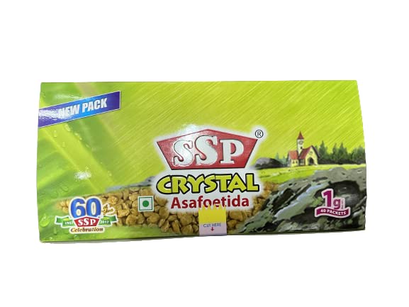 SSP Crystal Asafoetida, 1g x 40 Packets | A++ Grade | Hing | Hinghwa | Green