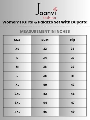 Jaanvi fashion Kurti Palazzo Damen-Palazzo-Hose mit Blumenmuster aus Baumwolle mit Dupatta, White Sky, M