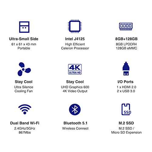 Chuwi Larkbox Pro Mini Pc Windows 10 Desktop Computer With Intel Gemini-Lake J4125, 8Gb Lpddr4 128Gb Emmc, 4K Ultra-Hd Streaming, Vesa Mount, 2Xusb 3.0 Dual Wi-Fi, Bt5.1 #TOP5