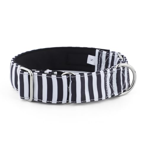 Collier martingale rembourré lévrier pour des balades sereines à rayures noires