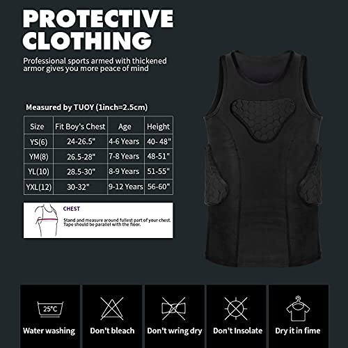 Tuoy Youth Padded Compression Shirt Sleeveless Padded Shirt Rib Chest Protector… #TOP5