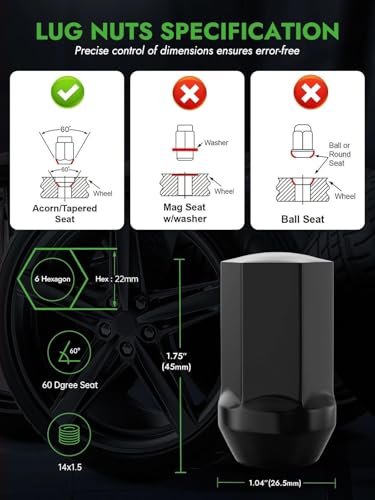 Image of AUTOPTIM M14x1.5 Lug Nuts - Replacement for 2008-2024 Chevy Silverado GMC Sierra 2500 3500, 2012-2024 Ram 2500 3500, 611-236 9596070 OEM Factory Chrome, One-Piece Solid Anti-Rust Wheel Lug Nuts(32PCS)