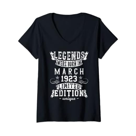 Mujer Cumpleaños Marzo 1923 Edición Limitada Regalo March 1923 Camiseta Cuello V