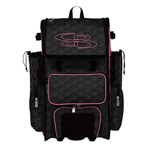 Boombah Superpack Hybrid Rolling Bat Bag - 3DHC Black/Pink - Wheeled & Backpack Version
