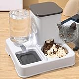 Bomefoi Automatischer 2-in-1 Futterautomat Katze, Futter- Und Tränke Für Tierfutter, rutschfeste Automatische Trinkflasche, Schwerkraft Futterstation Für Haustiere, Tragbare Futterautomaten