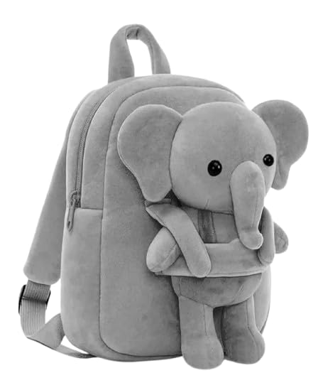 jasuniq Plush Elephant Backpack for Kids, Blue, Soft Toy School Bag with Adjustable Straps-picture-54