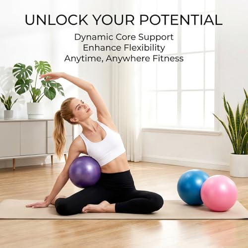 Image of RAINFLOW 3 Pcs Small Exercise Ball - 9 Inch Pilates Yoga Ball | Mini Stability Ball with Inflation Straw for Fitness Core Strength Stretching, Home Gym Office Workout and Balance Training