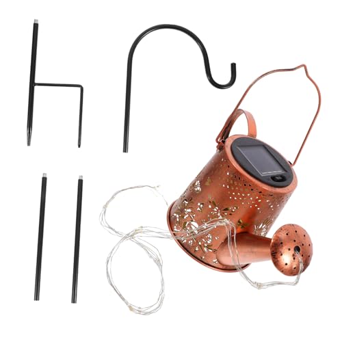 FIXOSHEE Lámpara Solar Jardín Regadera con Iluminación Artística Hierro Duradero Carga Automática para Exteriores para Patios y