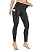 ODODOS High Waist Out Pocket Yoga Pants Tummy Control Workout Running 4 way Stretch Yoga Leggings,SpaceDyeCharcoal,Medium