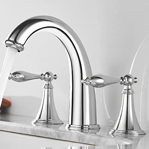Grifo mezclador de cuenca de baño de 3 hoyos grifería dividida agua fría caliente gris nero 4