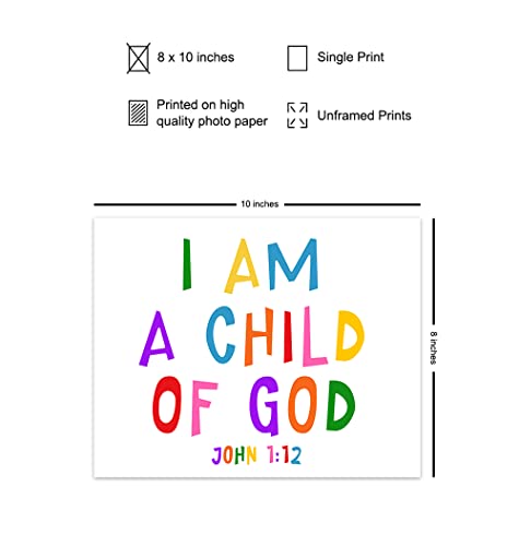 Scripture Bible Verse Wall Decor - Christian Wall Art For Kids Room, Boys, Girls Bedroom, Church Bible Study, Sunday School - Religious Gifts For Children - Inspirational Child Of God Poster Print #TOP1