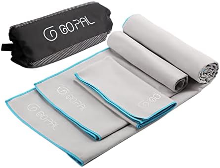 Go Pal Microfiber Travel Towel A Set of 3pcs Super Absorbent, Quick Dry Camping Towel, Compact Microfiber Beach Towel for Gym Hiking Yoga Sports