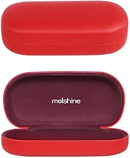 molshine Hard Shell Leather Sunglasses Case,Classic Large Glasses Case for Women Men,Sunglass Eyeglasses