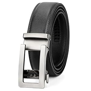 JasGood Herren Gürtel Automatik Ratsche Ledergürtel Verstellbare Leder Gürtel Ohne Löcher für Herren Business Anzüge 35mm Breite