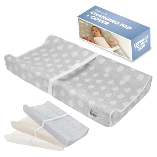 Jool Baby Soft Changing Pad + Washable Cover, Non-Slip - Fits Standard Changing Tables & Dressers (Gray)