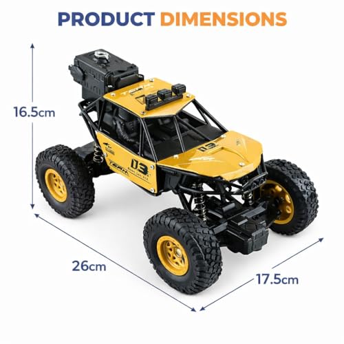 Image of Braintastic Rock Climbing RC Cart Off-Road Rock Crawler Truck Vehicle 2.4ghz 2wd 1: 20 Radio Remote Control Car Toys for Kids 5+ Years (Golden)