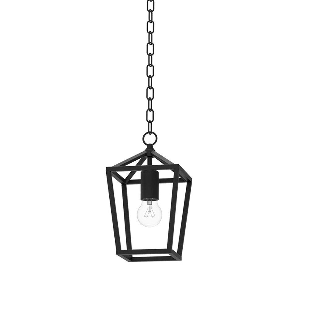 WFZRXFC Black Cuboid Iron Frame Chandelier Foyer Lighting Restaurant Entrance Pendant Light Corridor Farmhouse Hanging Lamp Vintage Light Fixture Industrial Style Lighting