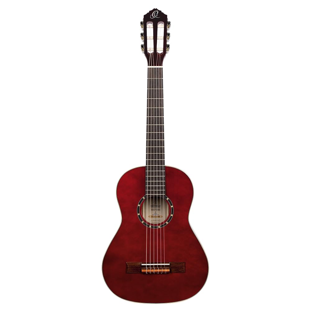 Ortega Guitars 1/2 Konzert Gitarre – Family Series – Inklusive Gig Bag – Fichte, Mahagoni, Rot (R121-1/2WR)