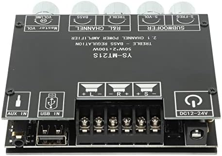 Digital Amplifier Board,Digital Audio Power Amplifier Module 2.1 Channel DC 12‑24V Bluetooth Amplifier Board for Store Home Theater Speakers