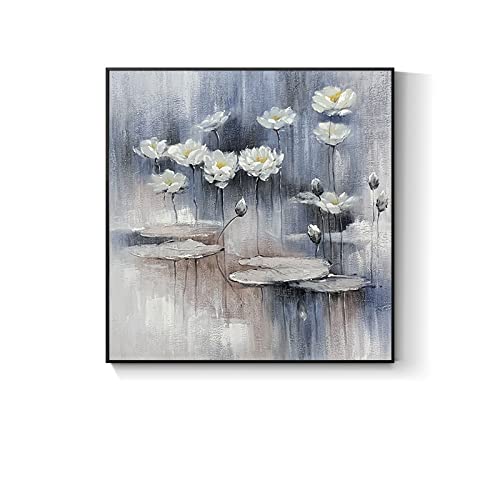 AERK Peinture À Lhuile sur Toile Peinte À La Main,Original 100% Peint À La Main Cool Peintures Abstraites Modernes Fleur De Lotus sans Cadre Texturé Oeuvre Extra Large Art Mural pour Salon Chambre D Cover