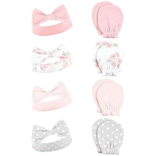 Image of Hudson Baby baby-girls Cotton Headband and Scratch Mitten Set