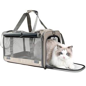 Pet Carrier for Large Cats, Soft-Sided Cat Carrier for Medium Big Cats or Puppy up to 20lbs, Washable Dog Carrier Privacy Protection for Home Outdoor Travel (Khaki)