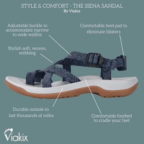 Image of Viakix Womens Walking Sandals: Cute Stylish Comfy Athletic Sport Outdoor Hiking Sandal for Trekking Water Outdoor Beach With Arch Support for Womens Ladies