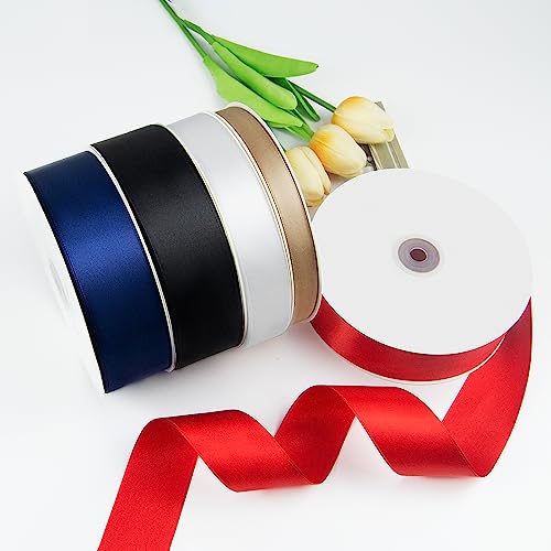 Quhora 1-1/2" Deep Blue Satin Ribbon 100 Yards Single Faced Polyester Satin Ribbon For Gift, Crafts, Hair Bows, Gift Wrapping, Wedding Party Decoration And Christmas #TOP5