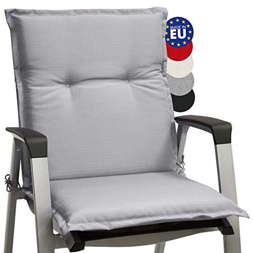 Beautissu Niedriglehner Auflagen 100x50 cm Base NL – Bequemes Sitzkissen 6cm Dickes Sitzpolster Sitzauflage für Garten Balkon Camping Stuhl – Gartenstuhlauflage Niederlehner Hell Grau