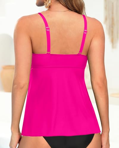 Image of Aqua Eve Women's Underwire Tankini Swimsuit - Twist V Neck Flowy Bathing Suit Top Only, No Bottom