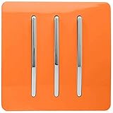 Trendi 3 Gang 2 way 240V Screwless Raised Front Plate Plastic Artistic Modern Glossy 10 Amp Chrome Rocker Triple Electrical Wall Light Switch Sunset Orange - ART-SS6OR