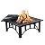 GRAND PATIO Fire Pits for Outside 35'' Wood Burning Square Marble Tile Tabletop Fire Tables for Patio Bonfire,Camping,Outdoor Heating, with Spark Screen and Poker