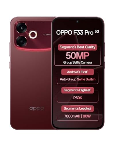 Image of OPPO F33 Pro 5G Smartphone (8GB RAM, 256GB Storage, Passion Red) |50MP Ultrawide Selfie Camera|7000 mAh Long Battery Life | 80W Fast Charging-with No Cost EMI /Bank Offers | 50MP Ultrawide Selfie Camera, 7000 mAh Long Battery Life, 80W Fast Charging