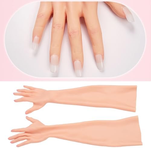 Dioche 1 Pair Silicone Gloves High Simulation Fake Female Hand Gloves for Prosthetic Skin Cosplay Lab Crossdresser Cosplay