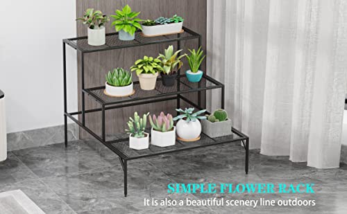 Plant Stand Indoor Outdoor - 3 Tier Metal Tall Plant Stands - Ladder Plant Holder Shelf - Multiple Planter Organizer Shelves - Flower Pot Display Rack For Living Room, Balcony, Garden, Patio, Black #TOP6