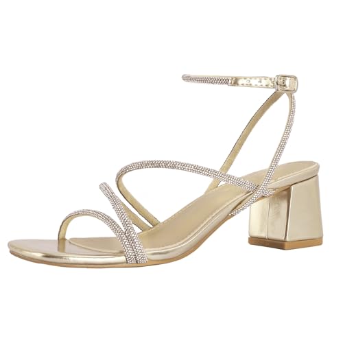 Image of Shoe'N Tale Strappy Heels for Women Low Chunky Block Heel Dress Shoes Square Open Toe Ankle Strap Heeled Sandals
