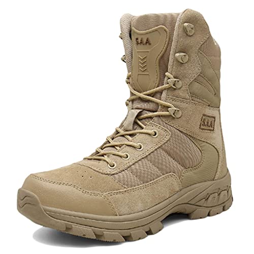 YUHAI Hombre Botas de Combate Botas de Trabajo tácticas Botas Militares Botas de Senderismo Botas de montaña Transpirable para al Aire Libre Camping Senderismo Montañismo,Sand-39(UK 6.5) Cover