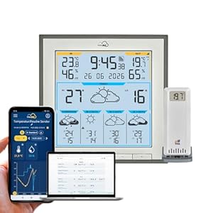 TFA Dostmann TFA.me WLAN Wetterstation ID-08, 35.8105.10, Profi-Wettervorhersage durch wetter.com 5 Tage, Online-Portal, inkl Außensensor Funk, Max-Min-Werte, Sonnenstunden, weltweit, anthrazit