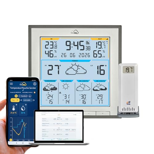 TFA Dostmann TFA.me WLAN Wetterstation ID-08, 35.8105.10, Profi-Wettervorhersage durch wetter.com 5 Tage, Online-Portal, inkl Außensensor Funk,...