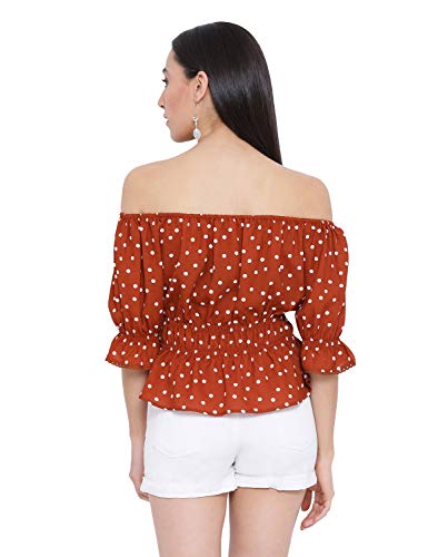 Image of Women Off Shoulder Cotton Color Block Top