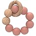 Anello massaggiagengive in silicone e legno per neonati e bambini | Giocattolo da dentizione | senza BPA e facile da pulire | Anello per ragazze (Muted)