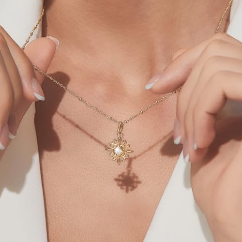 Cicy Bell 18k Gold Plated Necklace for Women Princess Cubic Zirconia Dainty Pendant Necklace Trend Jewelry Gift, 17.7" + 1.9" Extender3