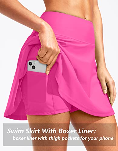 Image of Kayrth Women's High Waisted Swim Skirt with Zipper Pockets Tummy Control Bathing Suit Swimsuit Tankini Bottoms