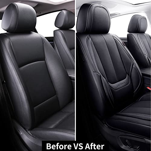 Coverado Front Car Seat Covers, 2 Pieces Car Seat Cover, Waterproof Car Seat Protectors, Nappa Leather Car Seat Cushion, Driver Seat Cover Universal Fit For Most Sedans Suv Pick-Up Truck, Black #TOP4