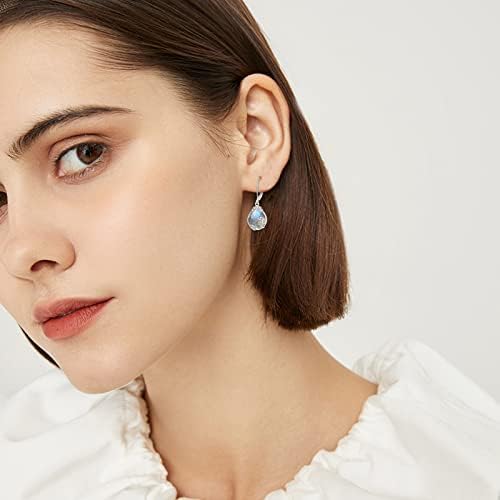 POPLYKE Orecchini Pendenti A Goccia In Argento Sterling 925 Con Pietra Lunare (Opale Blu) - Donna, Eleganti, Regalo