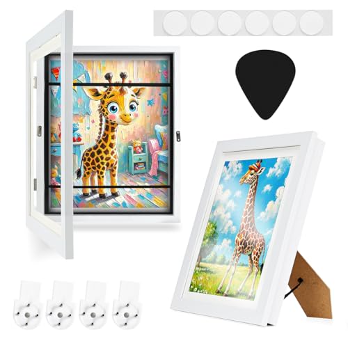 BOPART 2 Pack Kids Art Frames Changeable Display 8.5x11 with Mat or 10x12.5 without Mat, Front Opening Kid Artwork Picture Frame Great for Children's Drawings Art Crafts Projects Storage and Display
