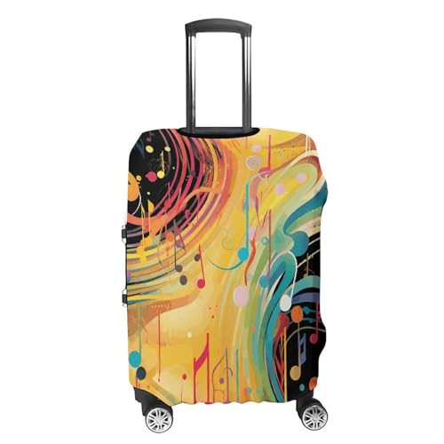 Abstract Music Themed Luggage Cover, Elastic Luggage Protector Fits 19-32in Suitcases, Washable & Anti-Scratch Suitcase Cover for Men Women M4